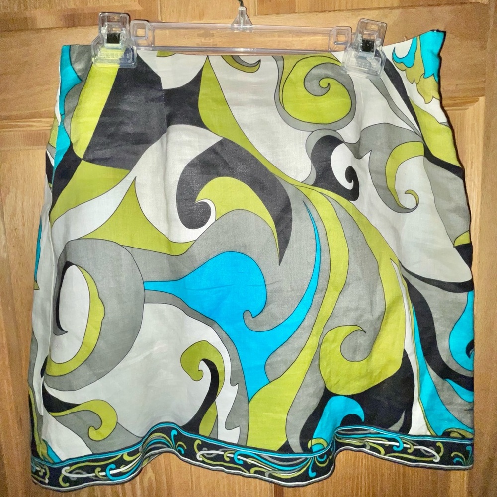 Carol Little Vibrant Swirl Pattern Linen Skirt